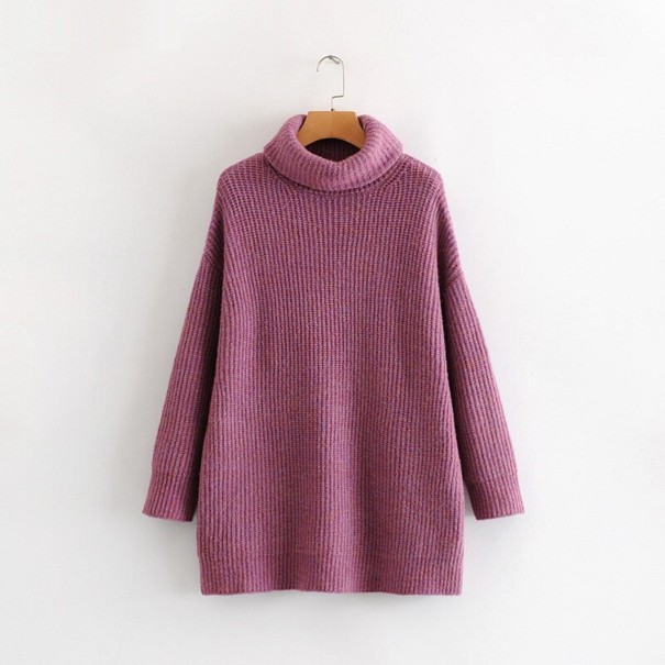 Stickad turtleneck för damer G248 lila S