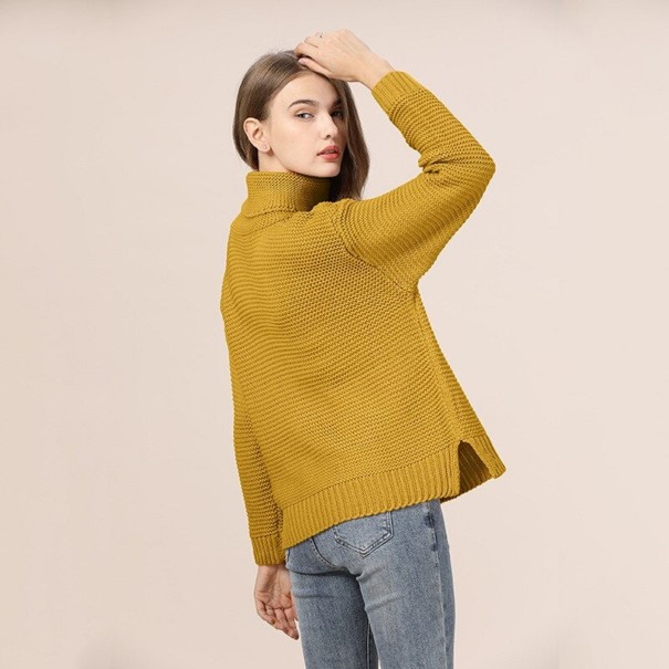 Stickad turtleneck för damer G327 senapsgul XL