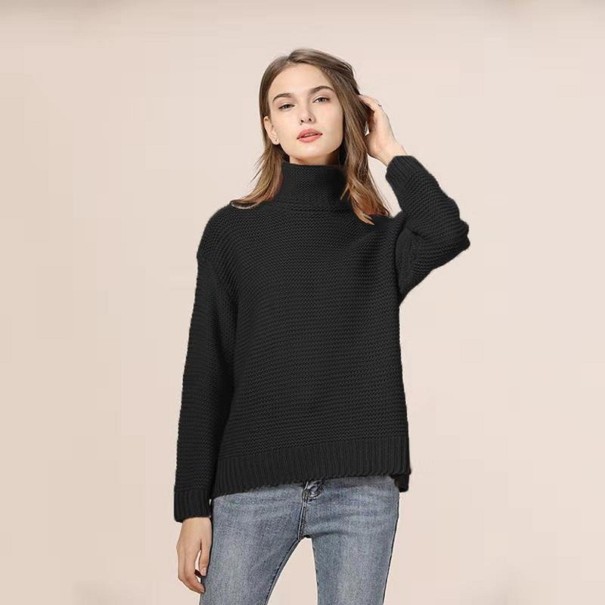 Stickad turtleneck för damer G327 svart M