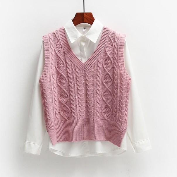 Stickad väst för kvinnor P1419 rosa S