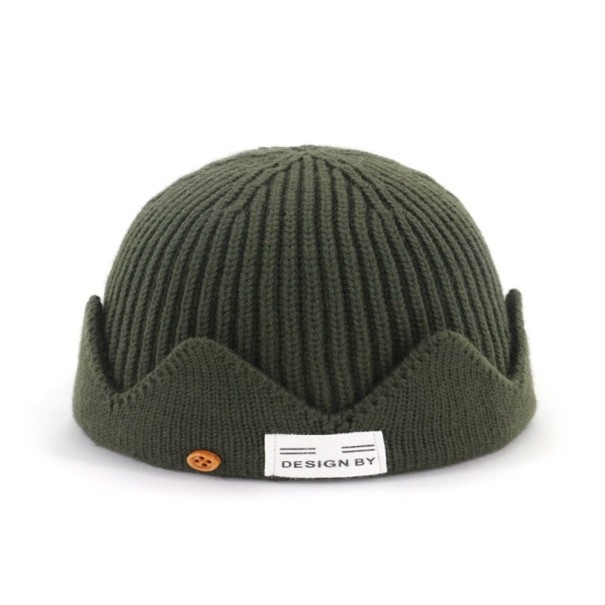 Stickad vintermössa armégrön
