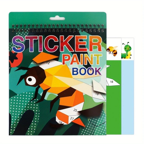 Stickerbuch Insekten Malen mit Stickern nach Zahlen Spiralbindung grün Bilder zusammensetzen kreative Gestaltung für Kinder