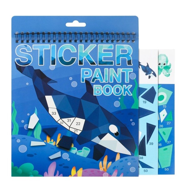 Stickerbuch Wassersäugetiere Malen mit Aufklebern nach Zahlen Spiralbindung Blau Bilder zusammensetzen für Kinder