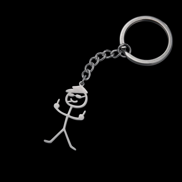 Stickman Keyring 17 x 38 mm Stainless Steel Fun Keychain Metal Minimalist Accessory for Backpack and Bag 1