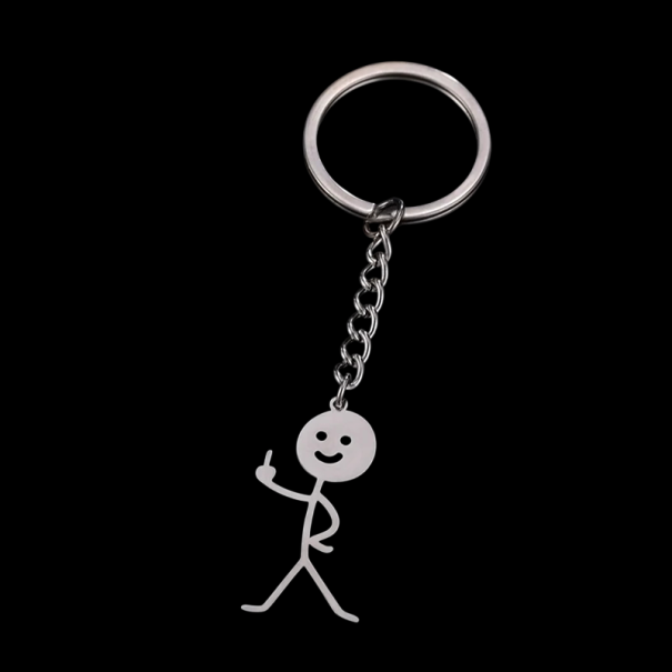 Stickman Kulcstartó 20 x 38 mm Rozsdamentes acél Vicces fém kulcstartó Eredeti kiegészítő hátizsákhoz és táskához 1