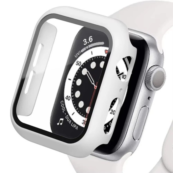 Sticlă întărită pentru Apple Watch 38 mm, ramă de protecție 360°, carcasă solidă pentru întregul ecran, accesoriu pentru Seria 1, 2, 3 alb