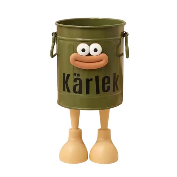 Stiftehalter 9x8 cm mit Cartoon-Motiven Schlichter Schreibtisch-Organizer Aufbewahrungsbox für Schreibutensilien für Zuhause Arbeitszimmer grün