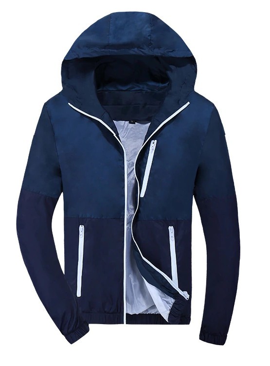 Stijlvol tweekleurig herenjack J1007 donkerblauw XL