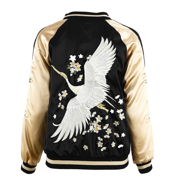 Stijlvolle damesjas met bloemen - Zwart en goud M