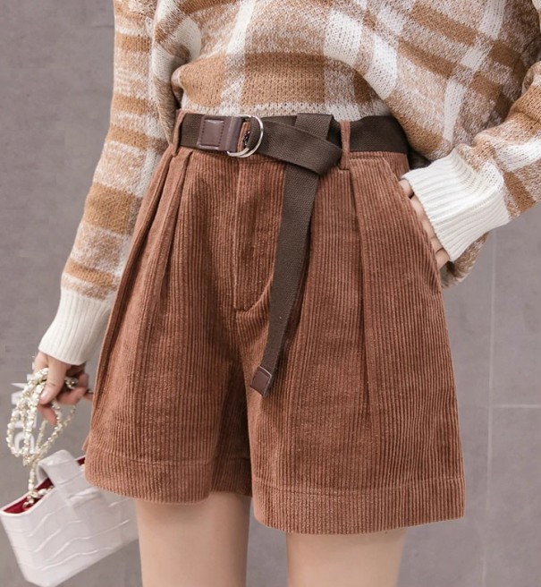 Stijlvolle damesshort met riem bruin XS