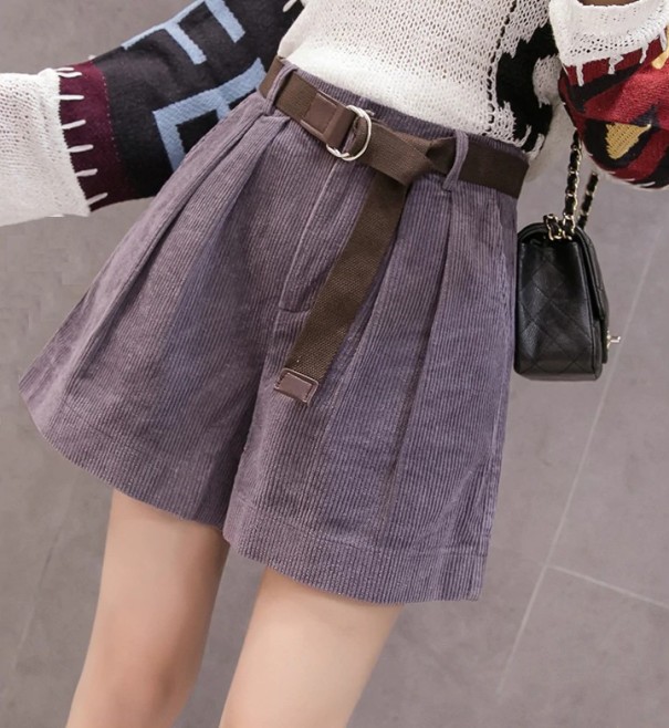 Stijlvolle damesshort met riem grijs XS