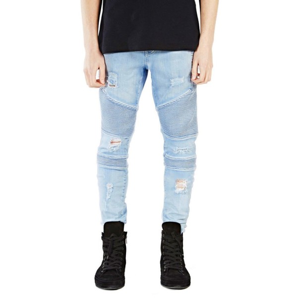 Stijlvolle gescheurde herenjeans J970 lichtblauw 36