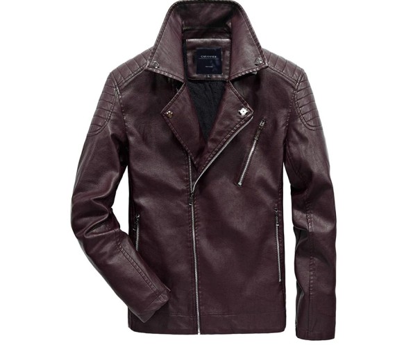 Stijlvolle leren herenjas J2273 rood S