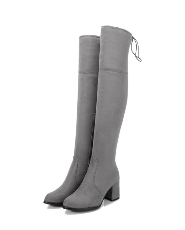 Stijlvolle overknee laarzen grijs 44