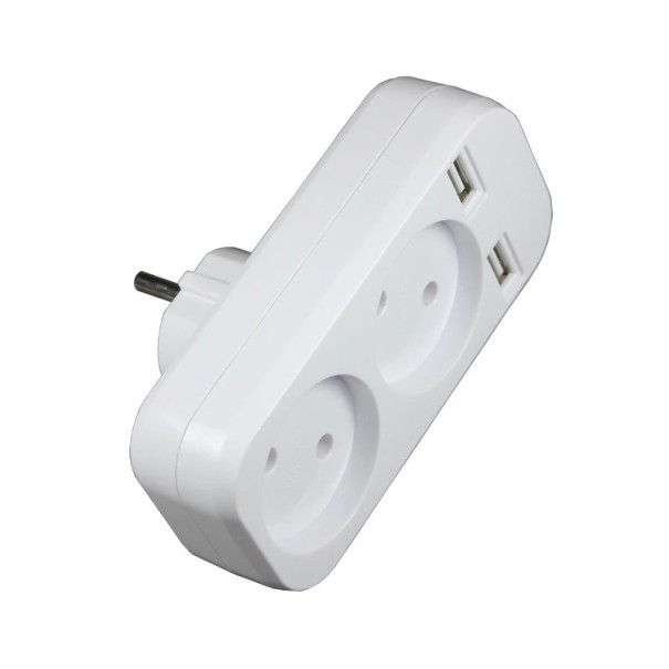 Stikkontaktsplitter med 2x USB-porte K1117 1
