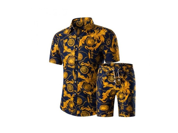 Stilfuldt herresæt - Skjorte og shorts L