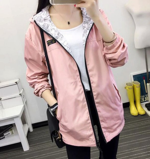 Stílusos, kétoldalas női dzseki J801 rózsaszín XL