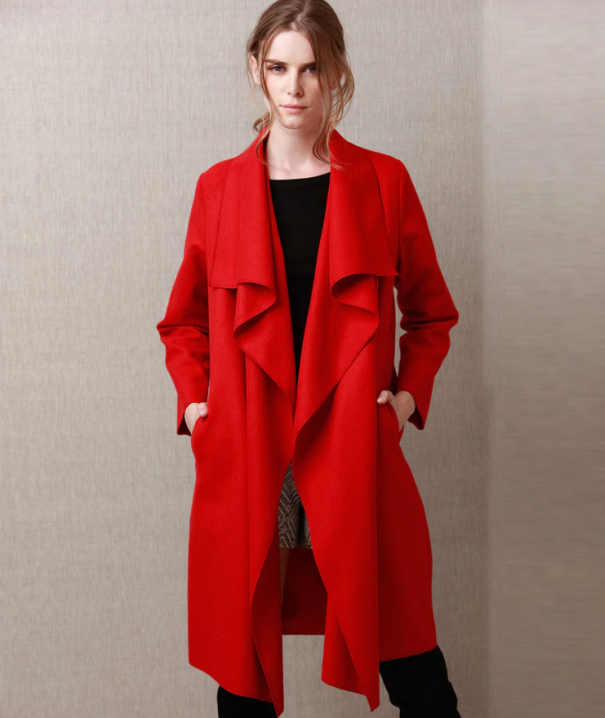 Stílusos női kabát J3275 piros XS