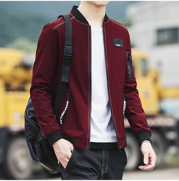 Stilvolle Herren-Frühlingsjacke mit Kragen J2740 rot M