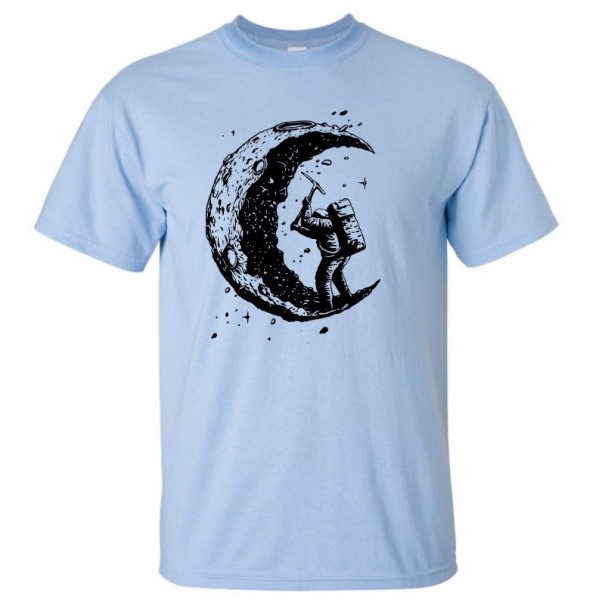 Stilvolles Herren-T-Shirt mit dem Mond J3242 hellblau L