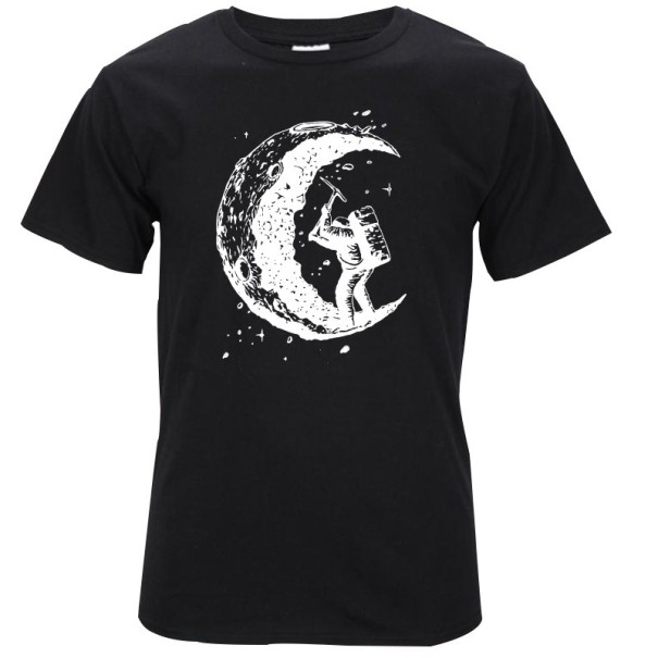 Stilvolles Herren-T-Shirt mit dem Mond J3242 schwarz S