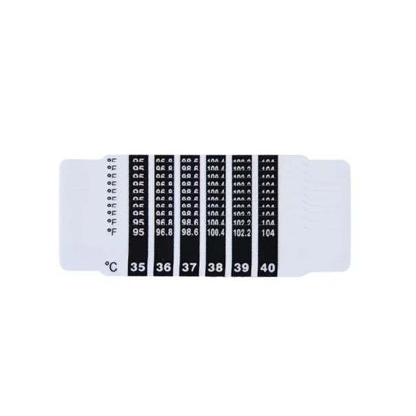 Stirnthermometer Streifen Set 10 Stück Temperaturmessung 35–40 °C 9 x 1,2 cm Flüssigkristalle Stirnthermometer für Babys und Erwachsene