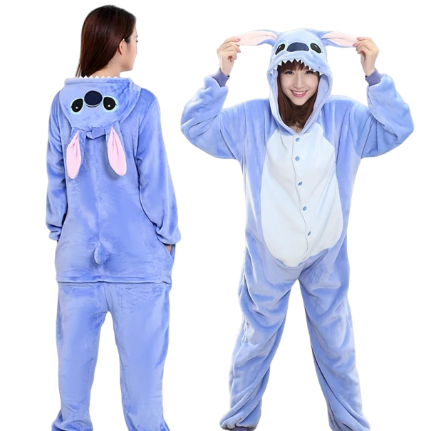 Stitch pluszowy Onesie Stitch kostium kostium na Halloween Stitch Cosplay Onesie piżama kostium karnawałowy niebieski L