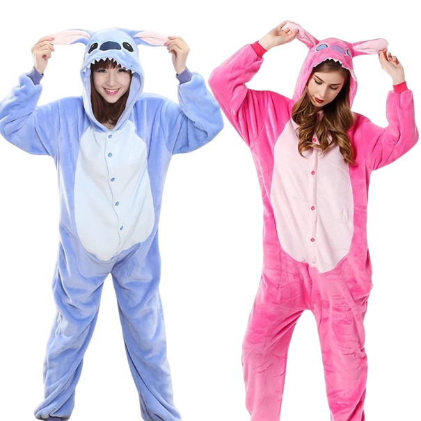 Stitche Plysch Jumpsuit Stitche Kostym Halloween Costume Cosplay Stitch Jumpsuit Pyjamas Carnival Costume