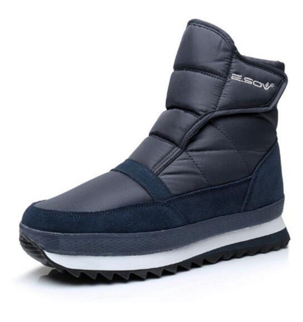 Stivali invernali alti da uomo con velcro J1548 blu 40