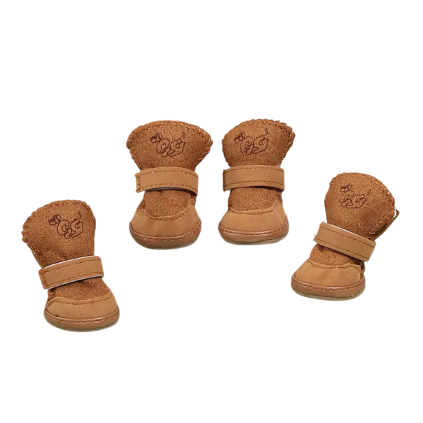 Stivali invernali caldi per cani 4,1 x 3,5 cm Scarpe antiscivolo in gomma con fodera in cotone Protezione per le zampe nella neve marrone