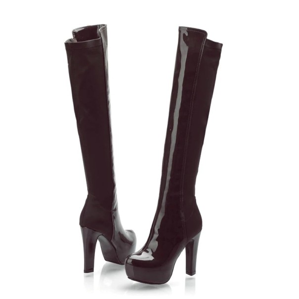 Stivali lucidi alla moda J1011 marrone 41