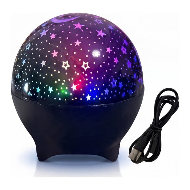 Stjernehimmel Projektor Stjerner og Måne Kugle 9 cm RGB LED Lydrespons ABS Sort Nattelys USB til Børneværelse og Soveværelse 1