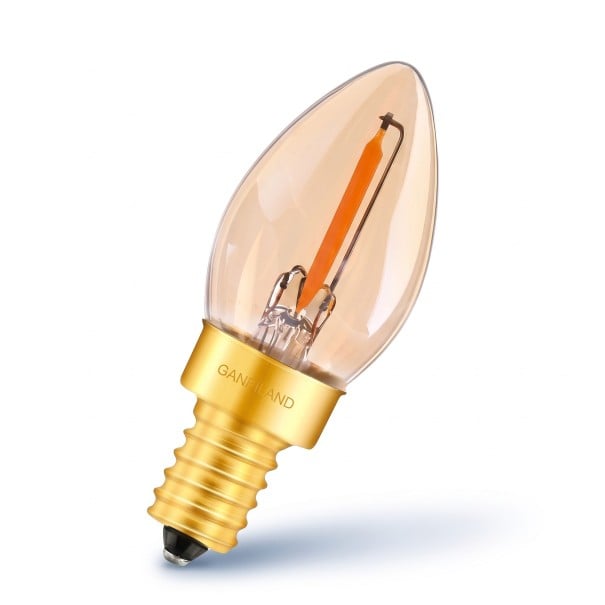 Stmívatelná LED žárovka C7G E14 Tvar svíčky s LED vláknom 0,5 W 220–240 V 63 x 23 mm Jantárová baňka Teplá biela 2200 K Do lámp a svietidiel 1