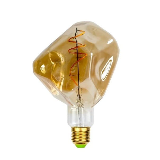 Stmívatelná LED žárovka Nepravidelný tvar se spirálovým vláknem Patice E27 4 W 220-240 V Teplé světlo 2000 K Rozměry 180 x 120 mm Do lustru zlatá