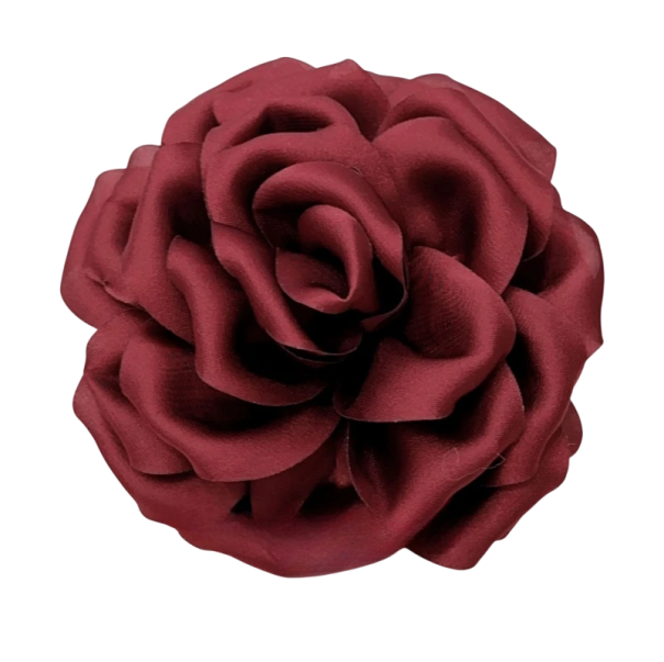 Stoffbrosche Blume 11 cm Textilklappenpin Accessoire Schmuck für Kleidung Rucksack Handtasche elegante modische Dekoration weinrot