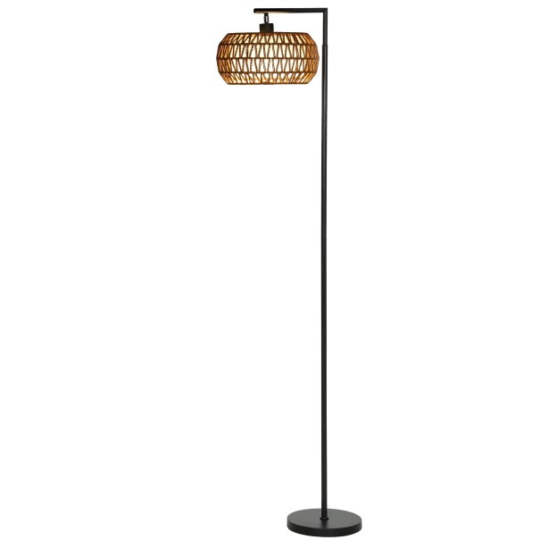 Stojacia lampa homcom so tienidlom z prírodného povrazu 170 cm s nastaviteľnou teplotou svetla diaľkovým ovládačom aj nožným vypínačom 1