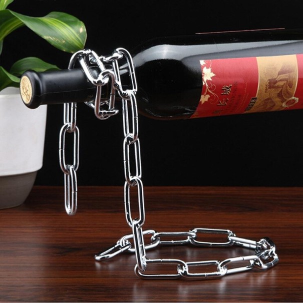 Stojak na wino w kształcie łańcucha srebrny