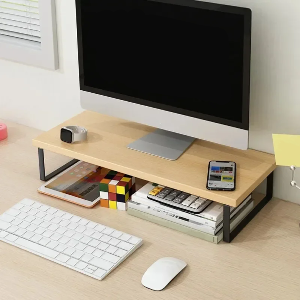 Stojan na monitor 30 x 15 x 8 cm Ergonomické vyvýšení obrazovky pro lepší držení těla Podstavec pod monitor nebo notebook hnědá