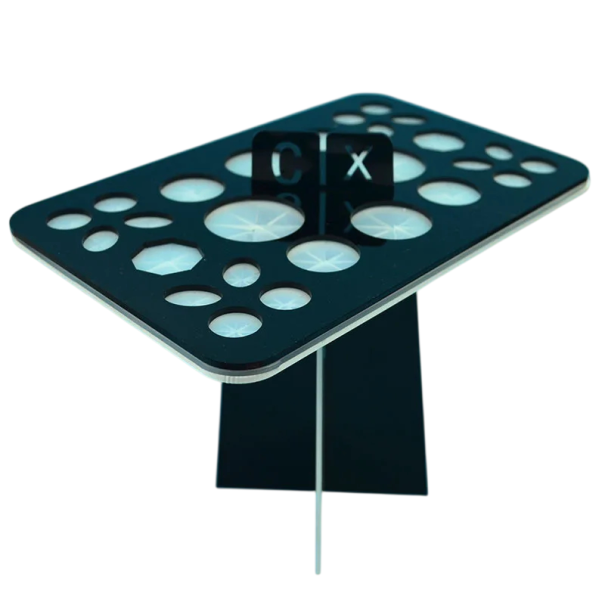 Stojan na štětce na make-up 26 otvorů organizér pro sušení a uložení štětců kompaktní konstrukce pro kosmetické použití černá