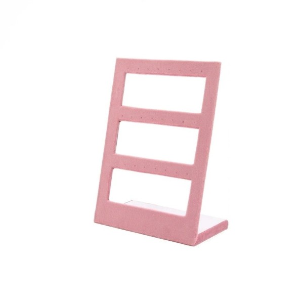 Stojan per orecchini in velluto 21 × 15,5 × 8 cm, supporto per gioielli in velluto rosa con 24 fori per orecchini, organizer da tavolo 1