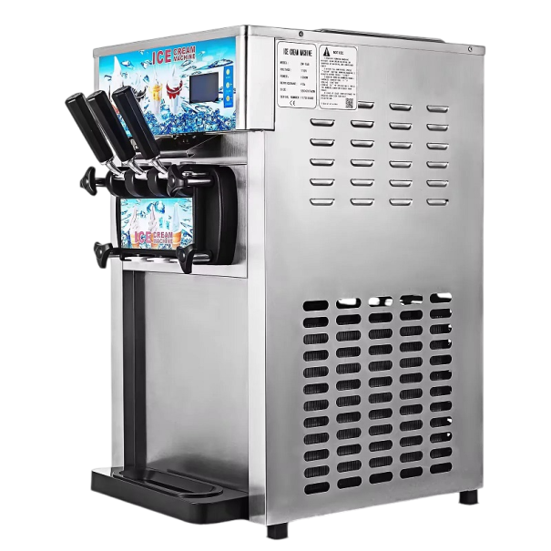 Stolní stroj na točenou zmrzlinu Výrobník zmrzliny na 3 příchutě 1200W s LCD panelem 55 x 42 x 76 cm 1