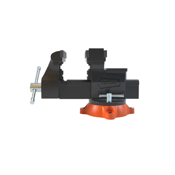 Stolnschraubstock mit drehbarem Sockel 360° 36,5×16,5×18,9 cm aus Gusseisen schwarz-orange für die Werkstatt und feste Befestigung von Materialien