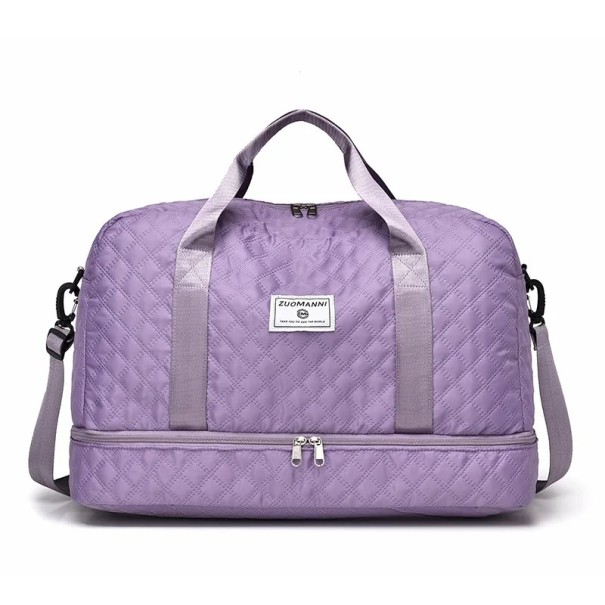 Stor nylon rejsetaske 49 x 25 x 32 cm Sports skuldertaske Gymnastiktaske Weekendtaske til rejser og træning lilla