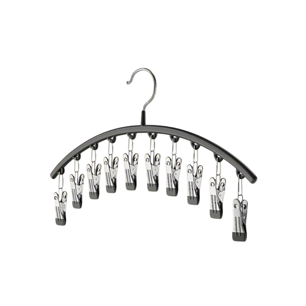 Storage Hanger for Wardrobe 2 pcs with 10 Pegs Length 37 cm Clothing Organiser Practical Holder for Scarves, Belts and Accessories black