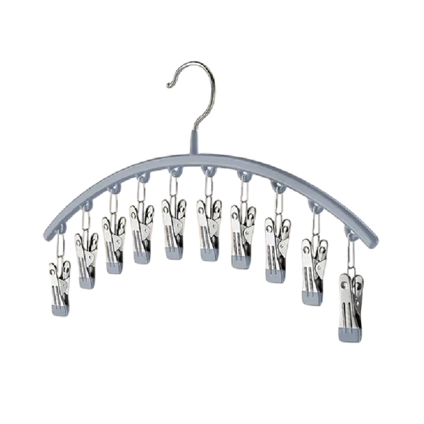 Storage Hanger for Wardrobe 2 pcs with 10 Pegs Length 37 cm Clothing Organiser Practical Holder for Scarves, Belts and Accessories grey