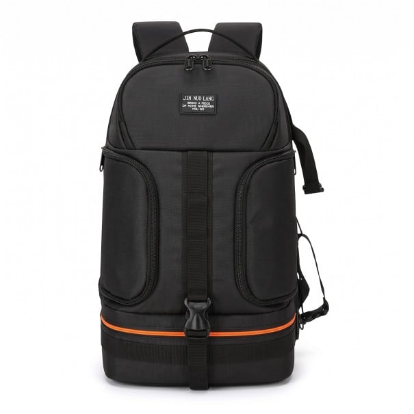 Stort kapacitetsfotobackpack för digital systemkamera med fack för bärbar dator och stativ, 20 × 27 × 45 cm, vattentålig nylon, orange, för naturen 1