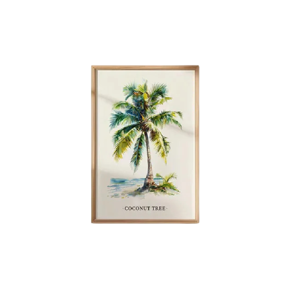 Stort plakat kokosnødspalme 50 x 70 cm lærred tryk grøn naturlig motiv vægmaleri til indretning uden ramme 1