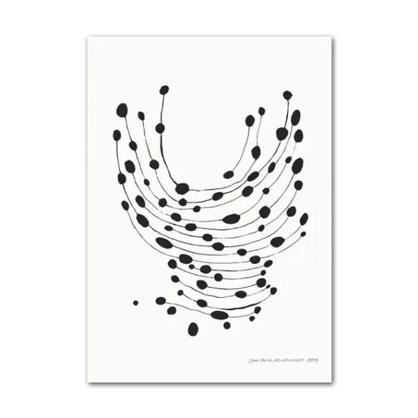 Stort väggplakat med svarta linjer och fläckar 50 × 70 cm tryck på canvas svartvit minimalistisk motiv inredningsdekoration 1