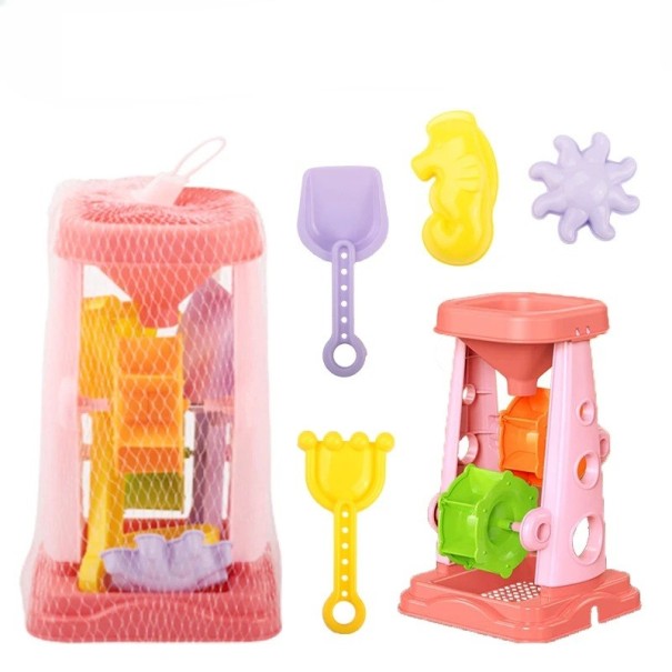 Strandset 20 x 12 cm Zand zandloper met scheppen en mallen 5 stuks Kleurrijk kinderspeelgoed voor zand voor zomerse plezier roze