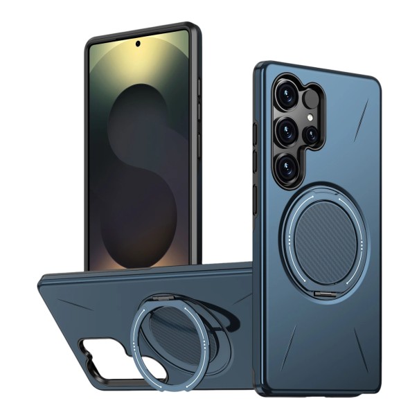 Strapabíró mágneses tok Samsung Galaxy A26 S forgatható gyűrűvel és támasztékkal Kemény műanyag PC és rugalmas TPU Mobil tok tartóhoz kék